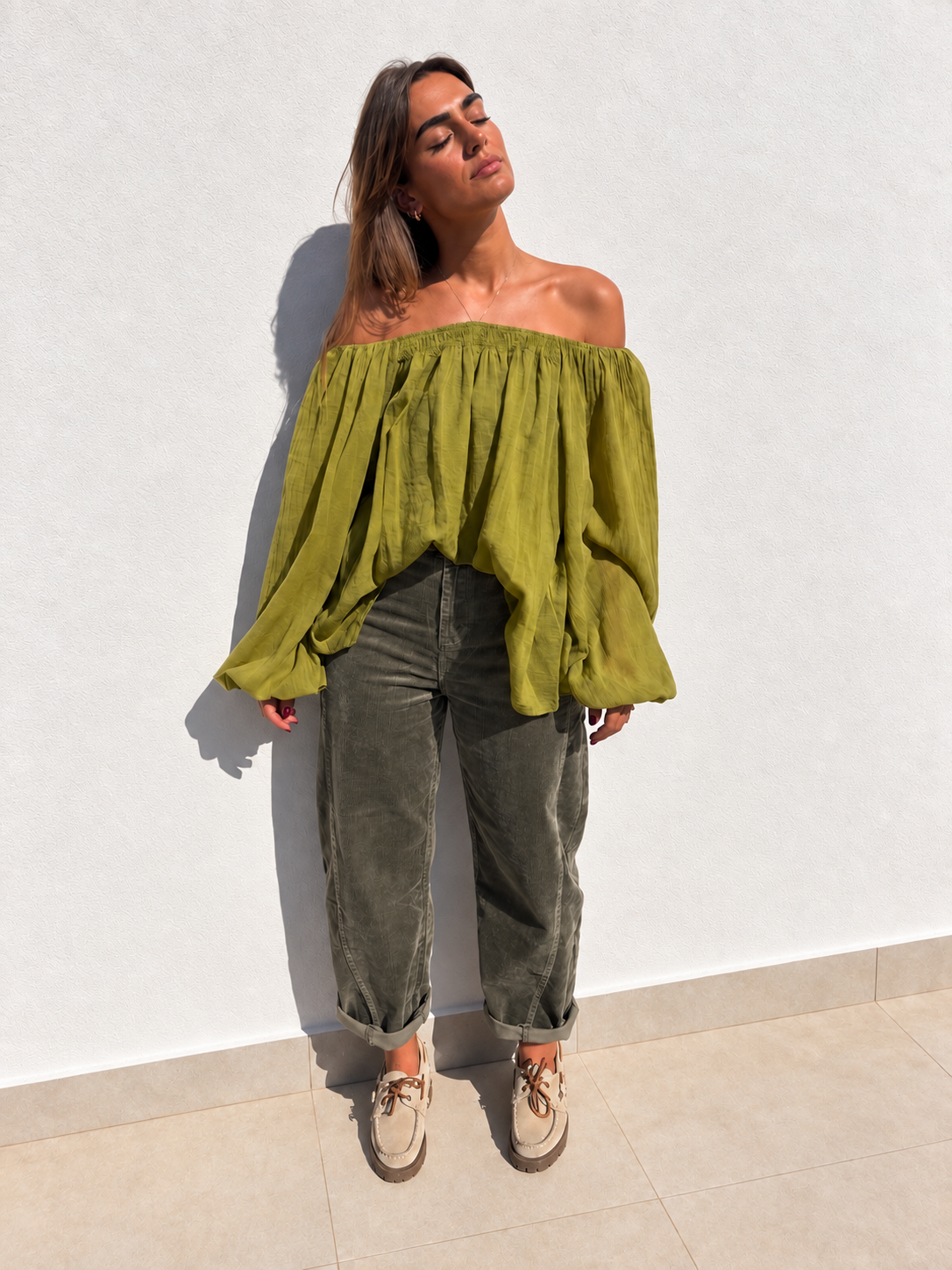 Pantalon barrel velour « Celia »