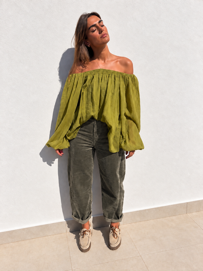 Pantalon barrel velour « Celia »