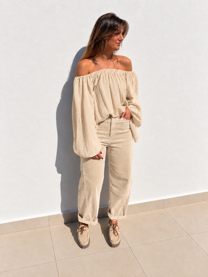 Pantalon barrel velour « Celia »