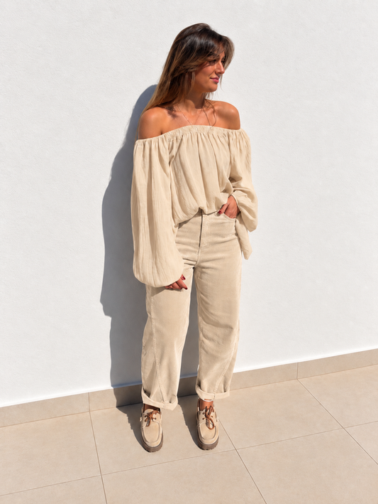 Pantalon barrel velour « Celia »